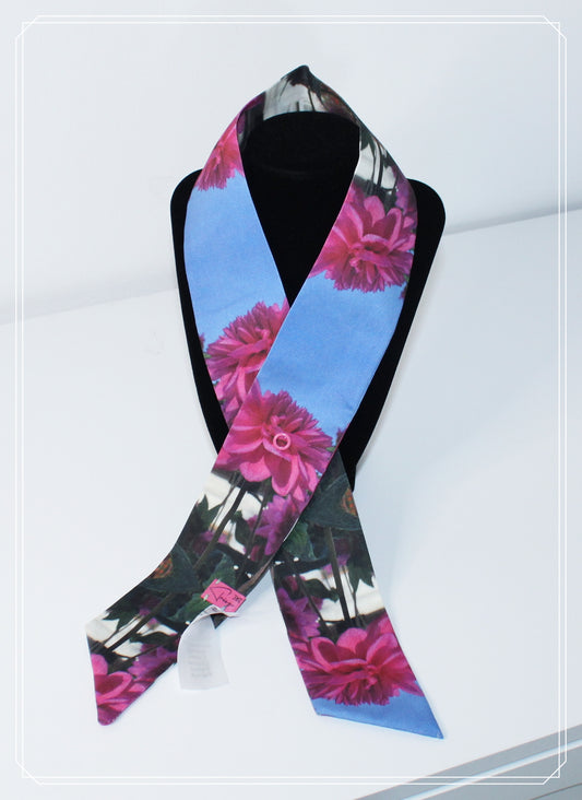 Cotton-satin skinny scarf