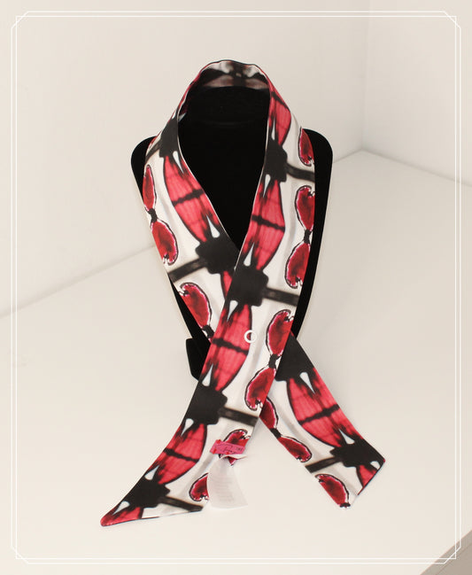 Cotton-satin skinny scarf